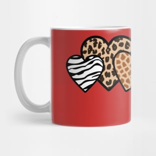 Valentine Three Hearts Leopard Buffalo Plaid Valentine's day Gifts Mug